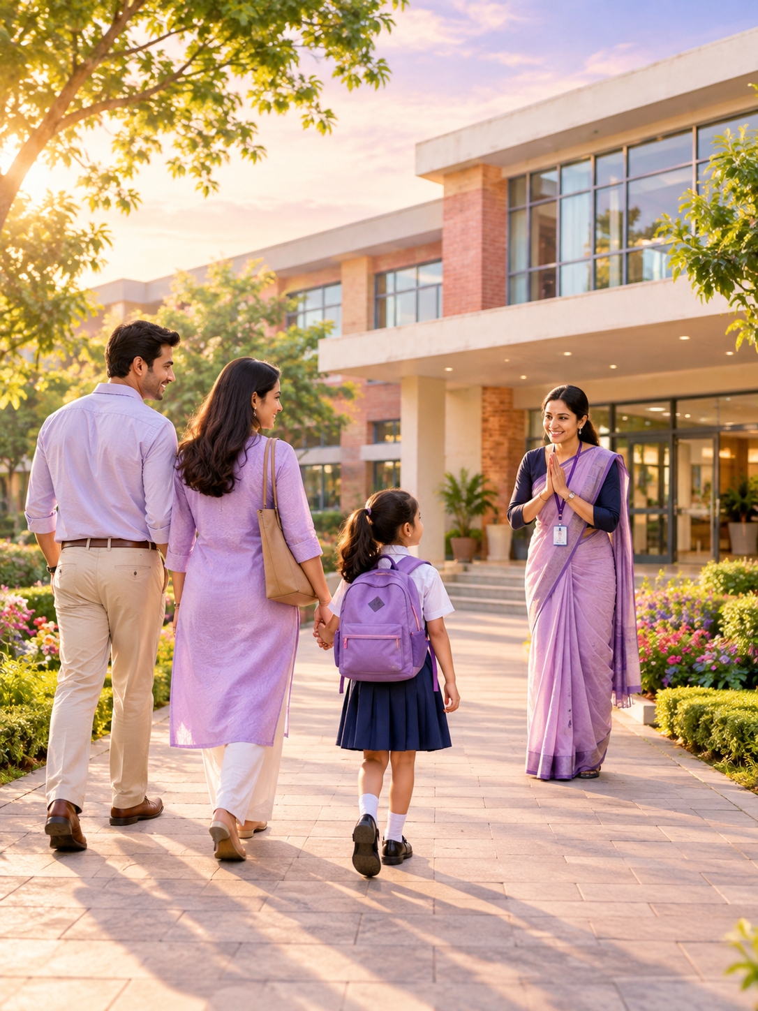Students walking on school campus